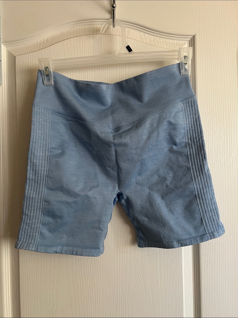 PINK Victoria's Secret Powder Blue Ribbed Side Bike Shorts